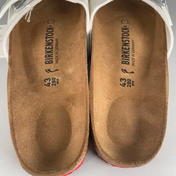 Birkenstock Madrid Men's EU 43 US 10 White Patent Leather Slip On Sandals Casual - Picture 9 of 9